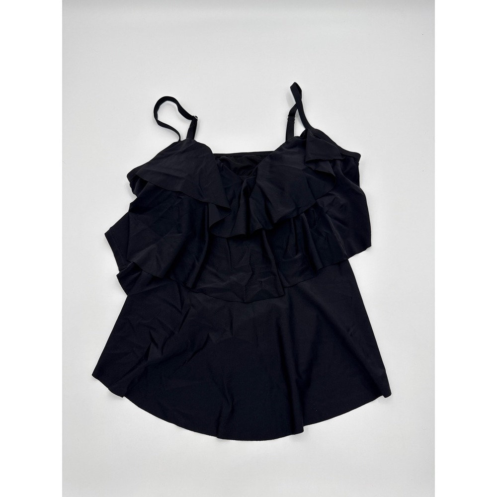 ENVYA Women Black Ruffle Tankini Set High Waist Two Piece Swimsuit 2X NEW - Picture 5 of 9